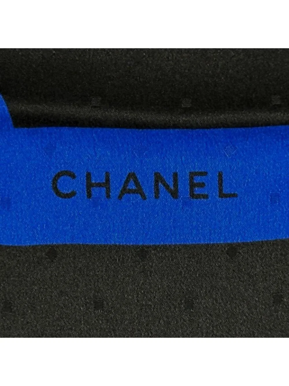 Chanel Scarf Silk Black Blue Ribbon Dot Logo Large
